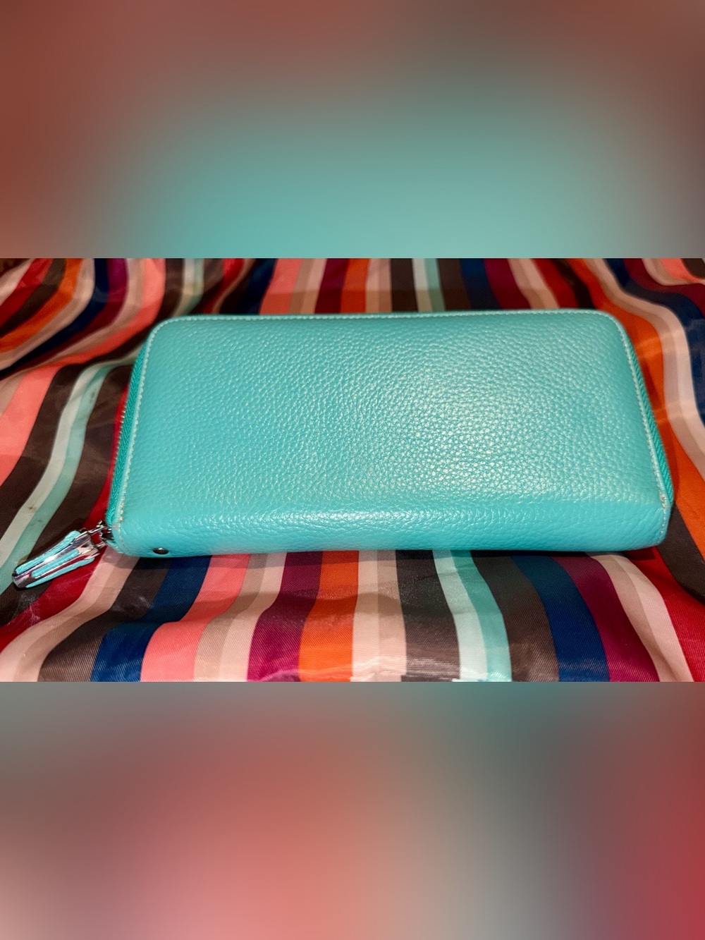 Lavemi Leather Zip Around Turquoise RFID Wallet